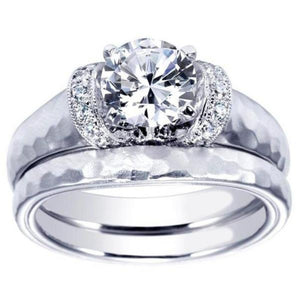Gabriel & Co. "Maureen" Hammered Diamond Engagement Ring