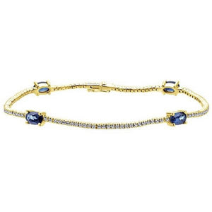 Gabriel & Co. "Midnight Blue Sapphire" and Diamond Tennis Bracelet
