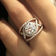 Load image into Gallery viewer, Gabriel &quot;Naples&quot; Two-Tone Rose &amp; White Halo Diamond Engagement Ring
