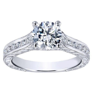 Gabriel & Co. "Abby" Engraved Cathedral Diamond Engagement Ring