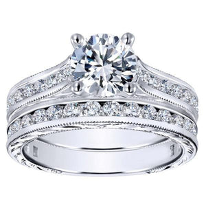 Gabriel Ophelia Engraved Cathedral Diamond Engagement Ring