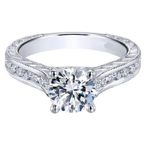 Gabriel & Co. "Abby" Engraved Cathedral Diamond Engagement Ring