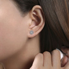 Load image into Gallery viewer, Gabriel Pave Set Diamond Halo Round Cluster Earrings
