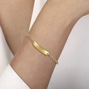 Gabriel Plain Gold Hollow Paperclip Chain Personalized ID Bracelet