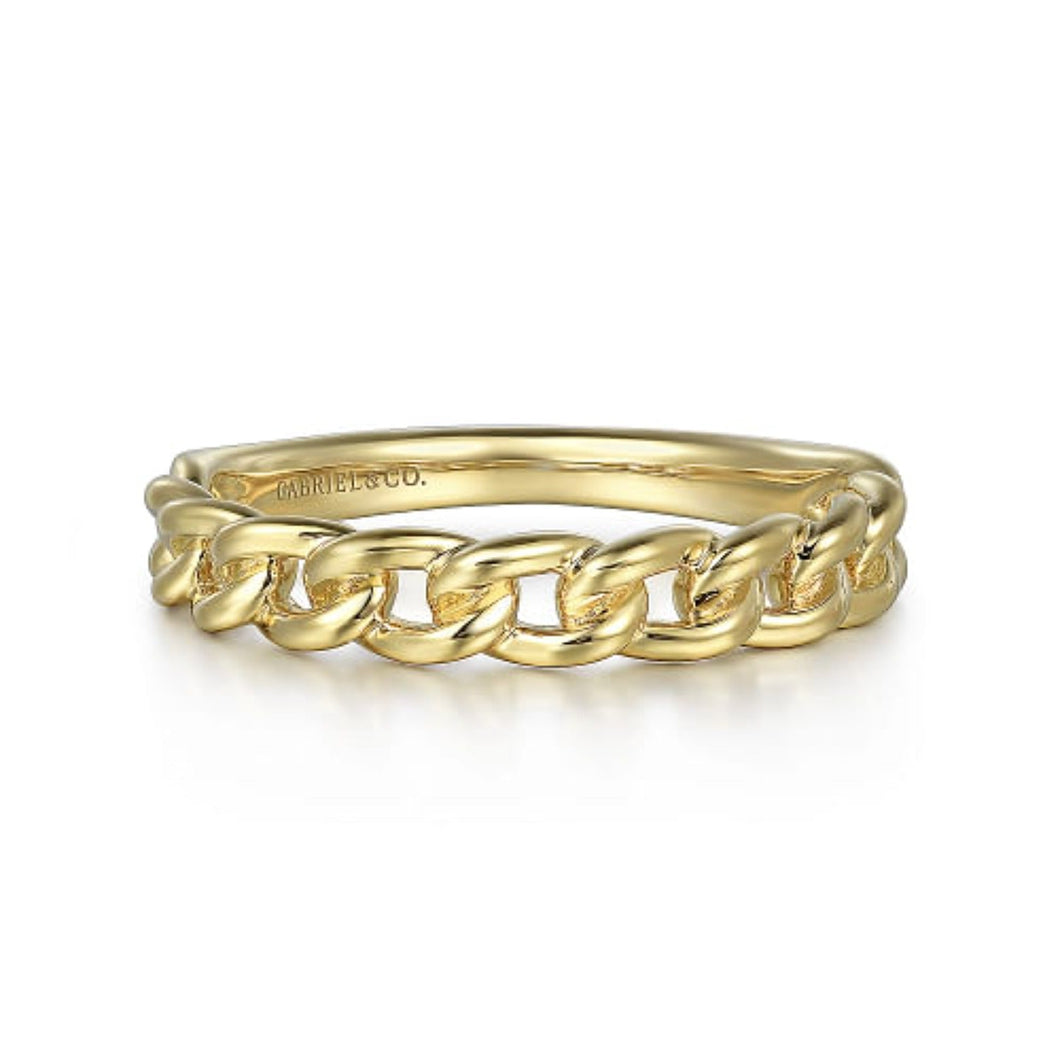 Gabriel Polished Cuban Link Style Gold Ring