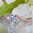 Load image into Gallery viewer, Gabriel &quot;Sandrine&quot; Bypass Twist Two-Tone Diamond Engagement Ring
