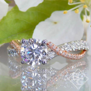 Gabriel "Sandrine" Bypass Twist Two-Tone Diamond Engagement Ring