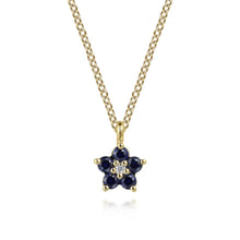 Load image into Gallery viewer, Gabriel Sapphire &amp; Diamond Floral Themed Pendant Necklace
