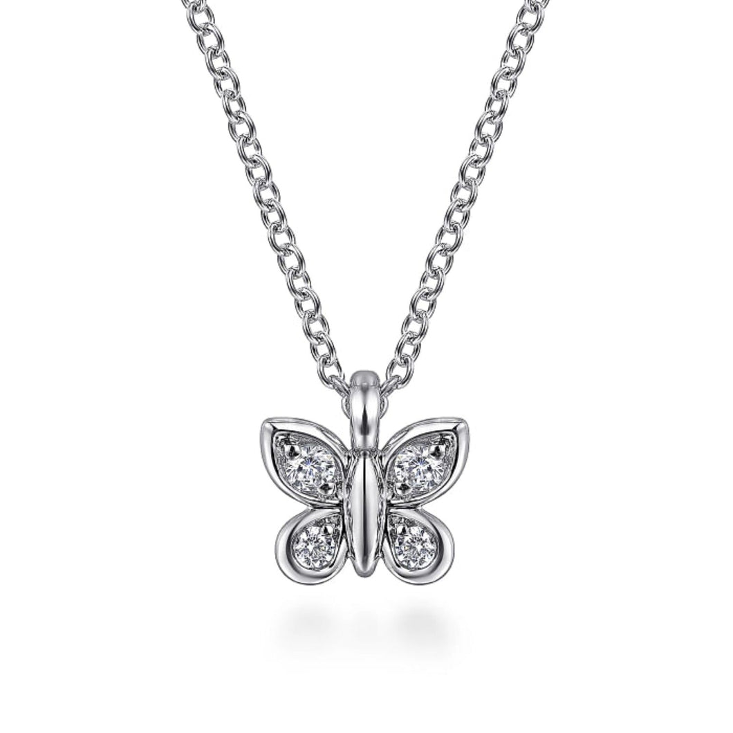 Gabriel Small Butterfly Diamond Pendant Necklace
