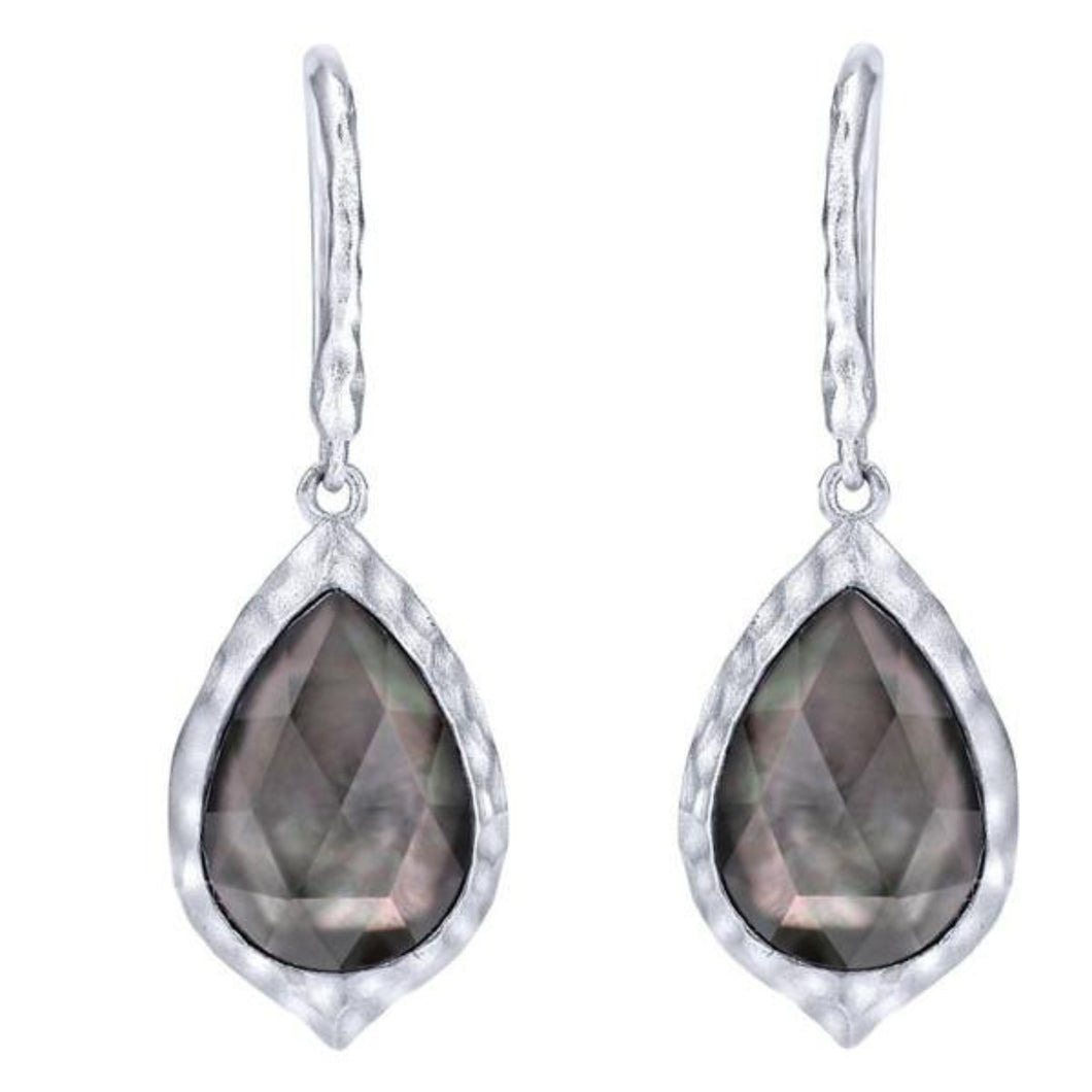 Gabriel Souviens Sterling Silver Crystal & Black Pearl Drop Earrings