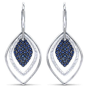 Gabriel Sterling Silver and Blue Sapphire Fashion Teardrop Earrings