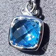 Load image into Gallery viewer, Gabriel &amp; Co. Sterling Silver Cushion Shaped Blue Topaz Pendant
