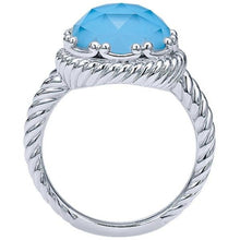 Load image into Gallery viewer, Gabriel Sterling Silver Rock Crystal and Blue Turquoise Ring
