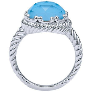 Gabriel & Co. Sterling Silver Rock Crystal and Blue Turquoise Ring