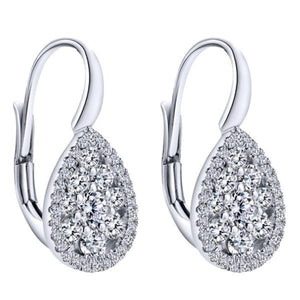 Gabriel Teardrop Cluster Diamond Leverback Earrings