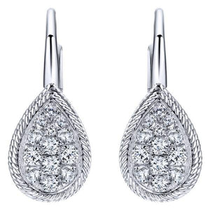 Gabriel Teardrop Pave Cluster Diamond Leverback Earrings