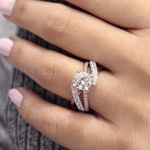 Gabriel "Zaira" Two-Tone White & Rose Gold Bypass Twist Diamond Engagement Ring