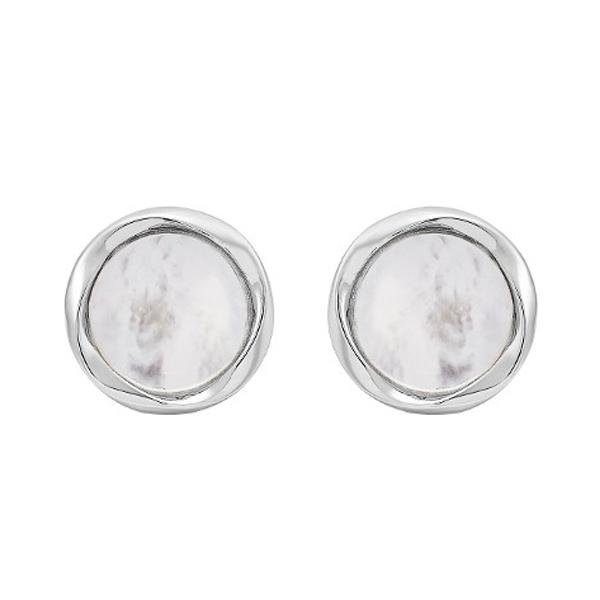 Honora Sterling Silver White Mother of Pearl Stud Disc Earring