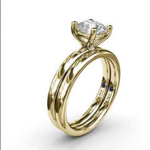 Load and play video in Gallery viewer, Fana Round Cut Four Prong Yellow Gold Solitaire Engagement Ring
