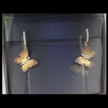 Load and play video in Gallery viewer, Simon G. 18K Yellow Gold Organic Allure Diamond Dangle Butterfly Earrings
