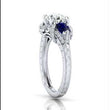Load and play video in Gallery viewer, Gabriel &amp; Co. &quot;Chrystie&quot; Diamond &amp; Blue Sapphire Halo Engagement Ring
