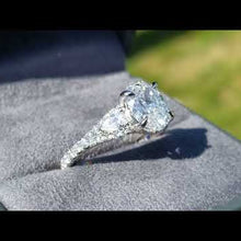 Load and play video in Gallery viewer, Ben Garelick Oval Hidden Halo Diamond Engagement Ring with Pear Cut Sides
