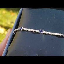 Load and play video in Gallery viewer, Simon G. Round Cut Blue Sapphire &amp; Diamond Thin Bracelet
