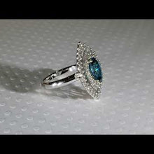 Load and play video in Gallery viewer, Simon G. Blue Zircon Marquise Diamond Halo Ring

