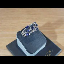 Load and play video in Gallery viewer, Simon G. Sapphire Baguette and Diamond Multi-Row Ring
