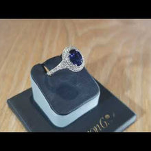 Load and play video in Gallery viewer, Simon G. Double Halo Oval Blue Sapphire Ring
