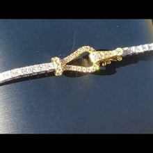 Load and play video in Gallery viewer, Simon G. Two Tone Gold Buckle Diamond Tennis Bracelet
