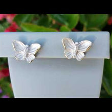 Load and play video in Gallery viewer, Simon G. 18K White &amp; Yellow Gold Organic Allure Diamond Butterfly Earrings
