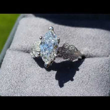 Load and play video in Gallery viewer, Noam Carver Floral Leaf Vintage Style Large Marquise Center Engagement Ring
