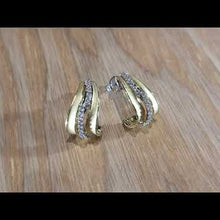 Load and play video in Gallery viewer, Simon G. Two-Tone Gold Diamond &quot;J&quot; Hoop Earrings
