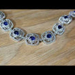 Load and play video in Gallery viewer, Simon G. Vintage Style Oval Cut Blue Sapphire &amp; Diamond Bracelet

