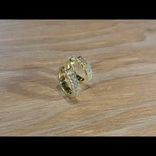 Load and play video in Gallery viewer, Simon G. Yellow Gold Classic Mini-Hoop Diamond Huggie Earrings
