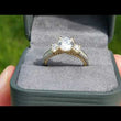 Load and play video in Gallery viewer, Artcarved &quot;Marlow&quot; Three Stone Two-Tone Gold Diamond Engagement Ring
