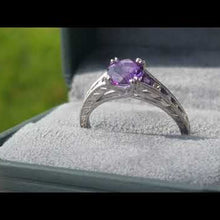 Load and play video in Gallery viewer, Kirk Kara &quot;Stella&quot; Round Cut Purple Amethyst Diamond Engagement Ring
