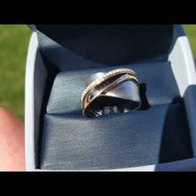 Load and play video in Gallery viewer, Simon G. 18k White &amp; Rose Two-Tone Gold Diamond &quot;Swish&quot; Ring
