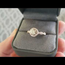 Load and play video in Gallery viewer, Artcarved &quot;Gianna&quot; Twist Shank Halo Diamond Engagement Ring
