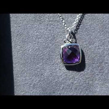 Load and play video in Gallery viewer, Gabriel Sterling Silver Cushion Shaped Amethyst Pendant
