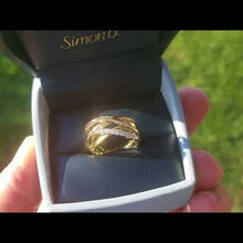 Load and play video in Gallery viewer, Simon G. 18K Tri-Color Gold Diamond Fashion &quot;Wave&quot; Ring
