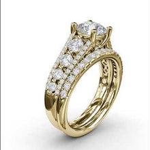 Load and play video in Gallery viewer, Fana Large Center Graduating Diamond Three Row Diamond Engagement Ring

