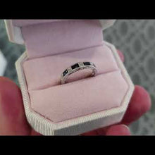 Load and play video in Gallery viewer, Kirk Kara White Gold &quot;Charlotte&quot; Blue Sapphire Baguette Cut Diamond Wedding Band Video In Box
