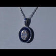 Load and play video in Gallery viewer, Simon G. Contemporary Style Oval Shaped Sapphire &amp; Diamond Baguette Pendant
