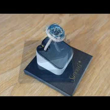 Load and play video in Gallery viewer, Simon G. Large Oval Aquamarine Halo Diamond Ring
