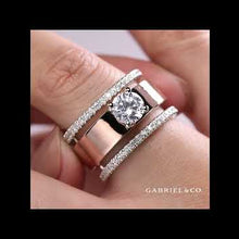 Load and play video in Gallery viewer, Gabriel &amp; Co. &quot;Aiza&quot; Wide Diamond Engagement Ring
