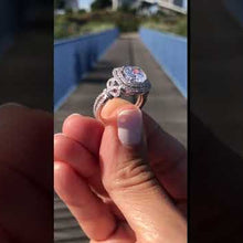 Load and play video in Gallery viewer, Kirk Kara &quot;Pirouetta&quot; Double Halo Diamond Engagement Ring
