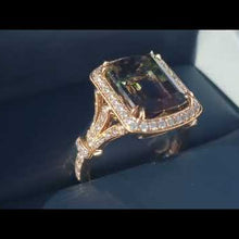 Load and play video in Gallery viewer, Simon G. Elongated Cushion Watermelon Tourmaline Halo Ring
