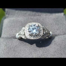 Load and play video in Gallery viewer, Gabriel &amp; Co. &quot;Delilah&quot; Vintage Style Diamond Halo Engagement Ring
